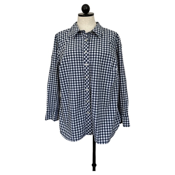 Talbots Women's Check Plaid Gingham Button Down Shirt Long Sleeve Size 1X - Picture 1 of 13
